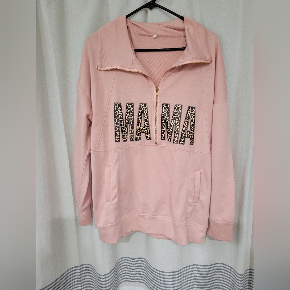𝅺LIGHT Pink Animal Print "MAMA" Graphic Sweater